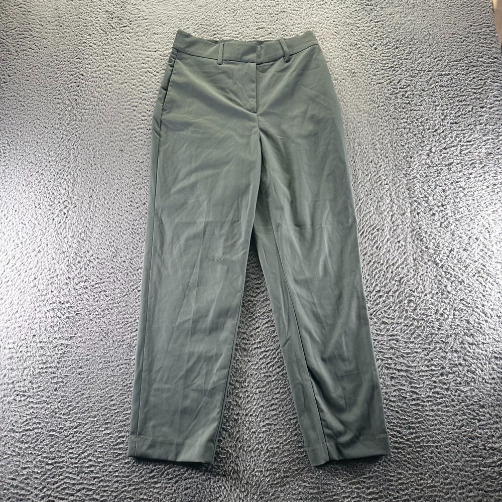 H&M Pant Womens 2 Green Polyester Dress Ankle Straight Formal Careerโ Preppy